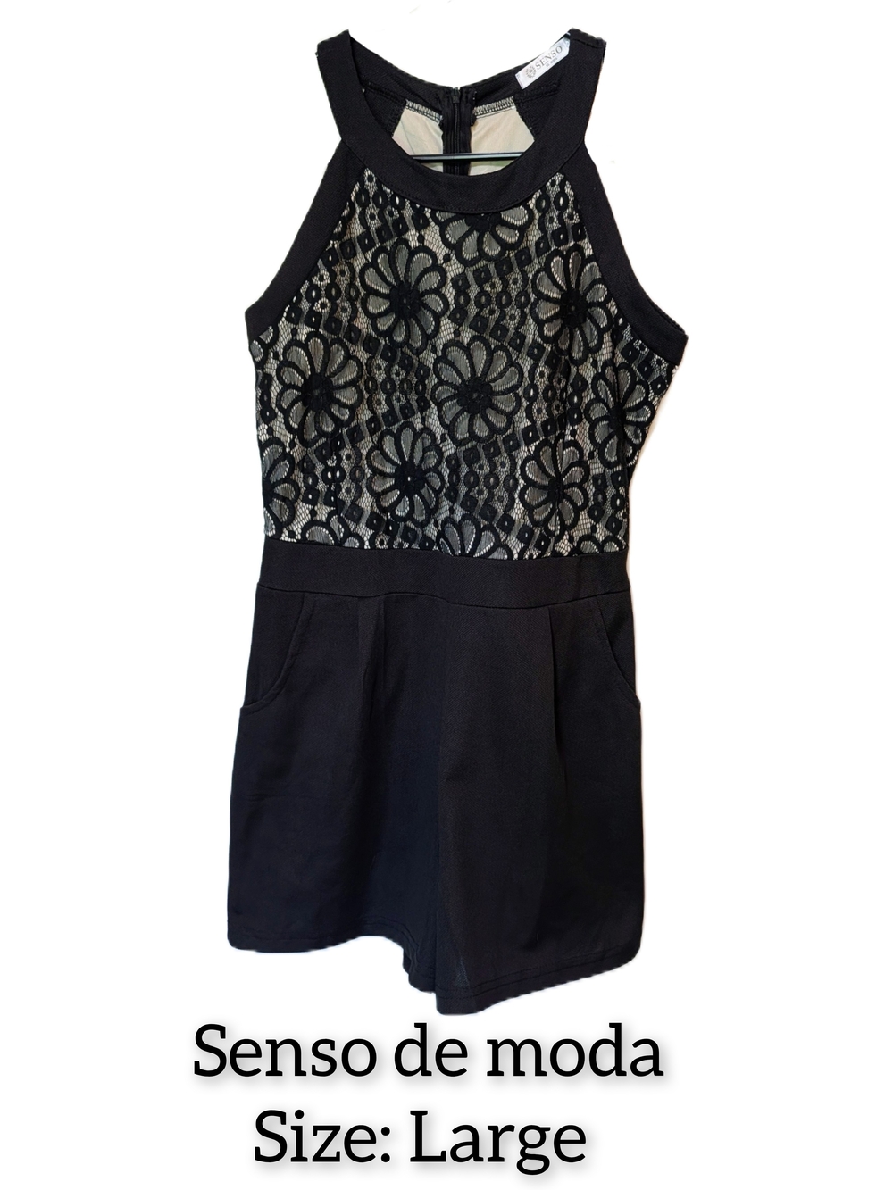 Senso Women's Black Lace-Front romper